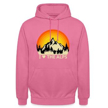 I love the Alps, mountains, freedom, nature - Unisex Hoodie - pink - Front - Alina (178cm) & Michal (187cm)