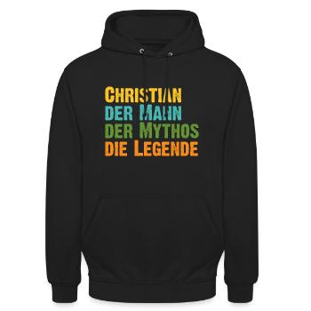 Christian der Mythos die Legende Vorname Christian - Unisex Hoodie - Schwarz - Vorne - Alina (178cm) & Michal (187cm)