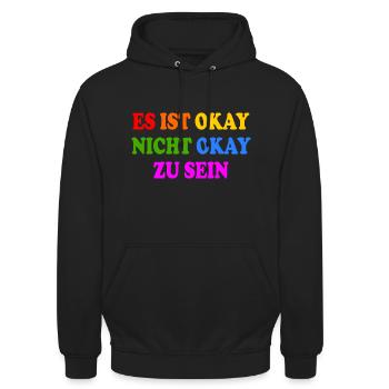 es ist okay nicht okay zu sein - Unisex Hoodie - Schwarz - Vorne - Alina (178cm) & Michal (187cm)