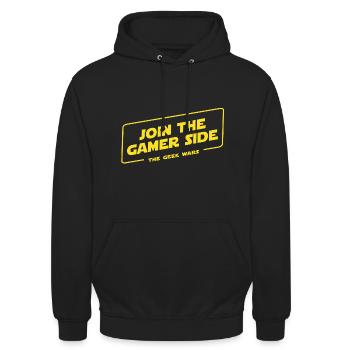 Schließe dich der Gamer-Seite an - Unisex Hoodie - Schwarz - Vorne - Alina (178cm) & Michal (187cm)