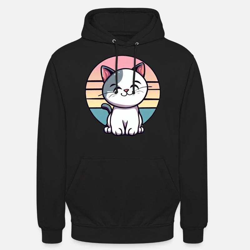 Vintage Cat Sunset - Sweat-shirt à capuche unisexe - noir
