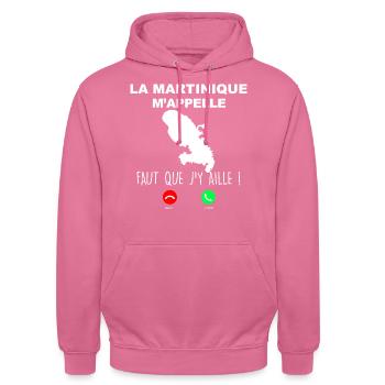 Martinique téléphone portable humour - Sweat-shirt à capuche unisexe - rose - Devant - Alina (178cm) & Michal (187cm)