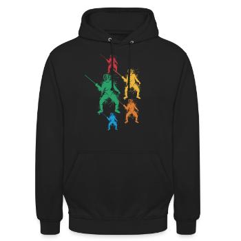 Fechter Fecht Fechtmeister Jungen Kinder Fechten - Unisex Hoodie - Schwarz - Vorne - Alina (178cm) & Michal (187cm)