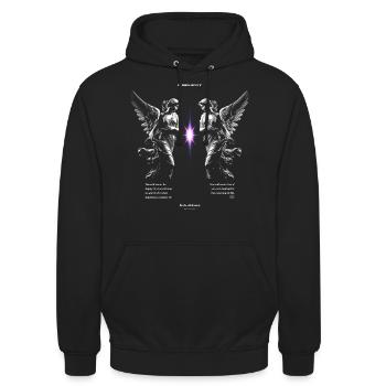 Camus Quote Angel Design - Streetwear - Unisex Hoodie - Schwarz - Vorne - Alina (178cm) & Michal (187cm)