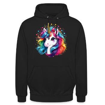 Licorne Enfants Rainbow Pony Horse Girl - Sweat-shirt à capuche unisexe - noir - Devant - Alina (178cm) & Michal (187cm)