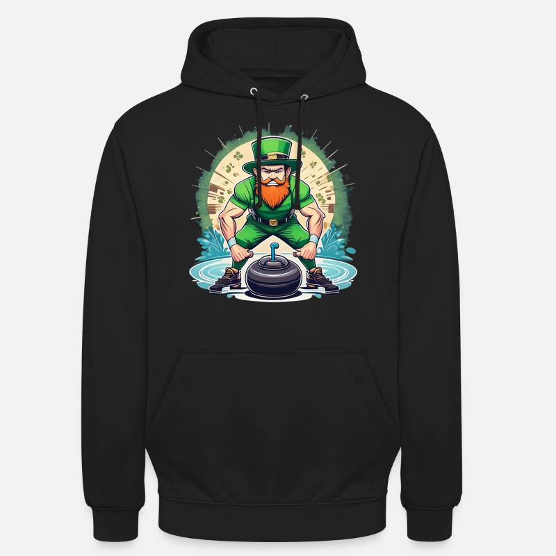Curling Trèfle de la Saint-Patrick - Sweat-shirt à capuche unisexe - noir