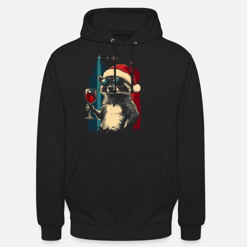 Vin de raton laveur Noël - Sweat-shirt à capuche unisexe - noir