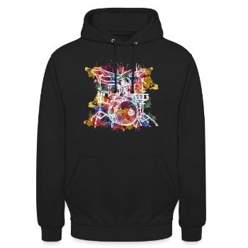 Abstrakt Schlagzeug - Unisex Hoodie - Schwarz - Vorne - Alina (178cm) & Michal (187cm)
