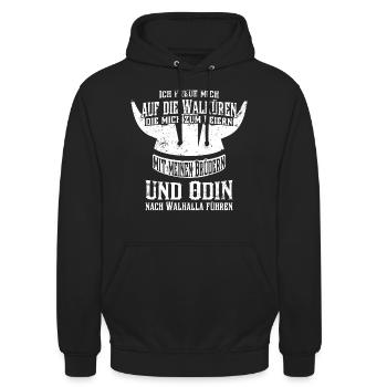 AUF NACH WALHALLA - Unisex Hoodie - Schwarz - Vorne - Alina (178cm) & Michal (187cm)