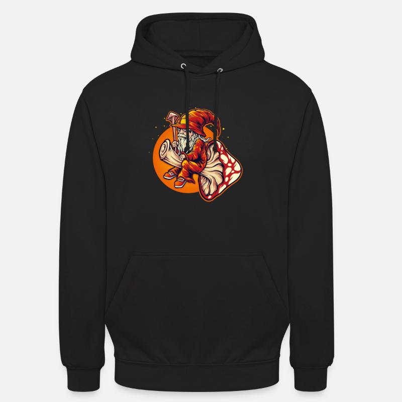 Dwarf wizard riding toadstool - Unisex Hoodie - black