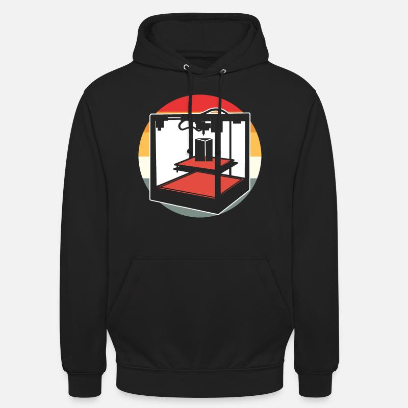 Retro 3D Printer - Unisex Hoodie - black