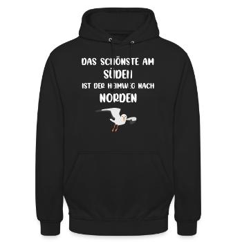 Hamburg Möwe Heimweg Süden Norden Hamburger - Unisex Hoodie - Schwarz - Vorne - Alina (178cm) & Michal (187cm)