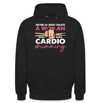 Bold Cardio Drumming Woman Design - Unisex Hoodie - Schwarz - Vorne - Alina (178cm) & Michal (187cm)