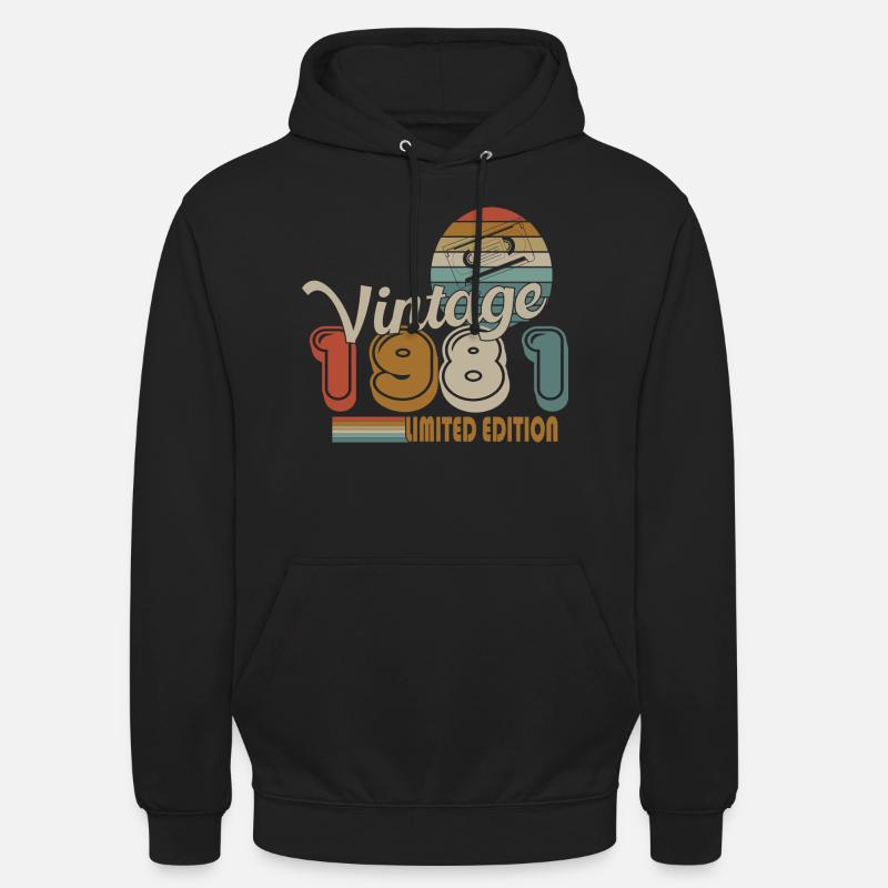 1981 - Sweat-shirt à capuche unisexe - noir
