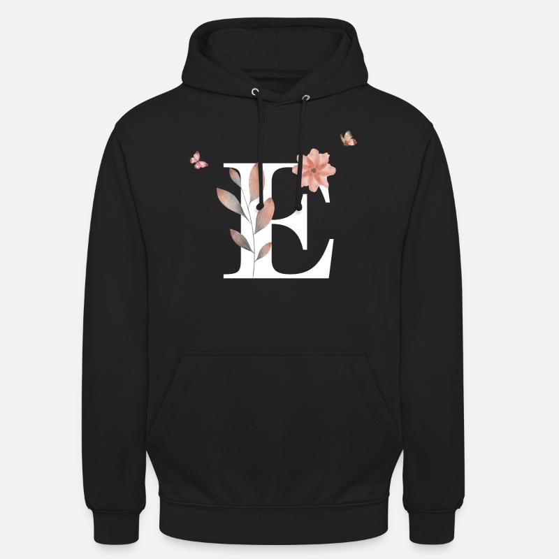 Buchstabe e Wildblumen Aquarelle - Unisex Hoodie - Schwarz
