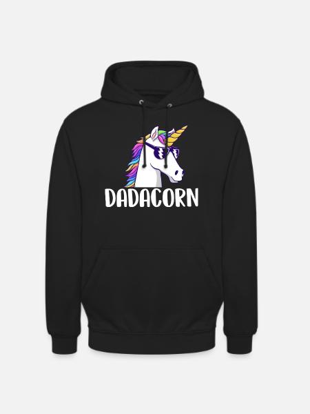 Dadacorn - Magisk Mystisk Regnbue Enhjørning - Hættetrøje unisex - sort
