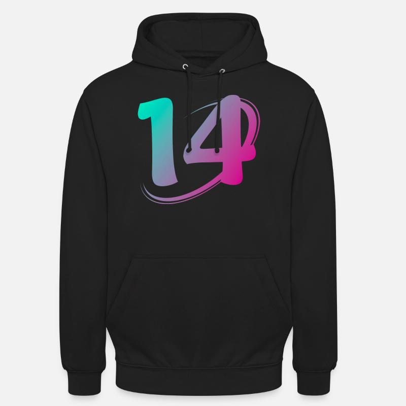 Numéro 14 multicolore - Sweat-shirt à capuche unisexe - noir