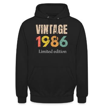 vintage 1986 limited edition - Anniversaire - Sweat-shirt à capuche unisexe - noir - Devant - Alina (178cm) & Michal (187cm)