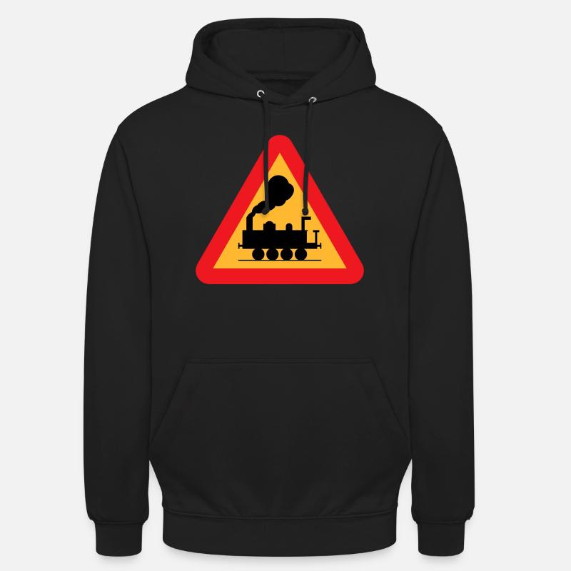 Train de panneau d'avertissement - Sweat-shirt à capuche unisexe - noir