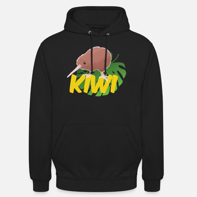 Kiwi sur une feuille - Sweat-shirt à capuche unisexe - noir