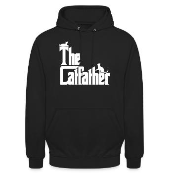 The Catfather Katze Katzenpapa lustig Geschenk - Unisex Hoodie - Schwarz - Vorne - Alina (178cm) & Michal (187cm)