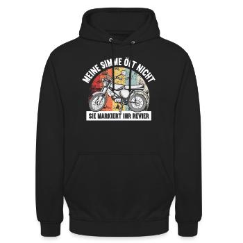 Meine Simme ölt nicht... S50 S51 Enduro Schwalbe - Unisex Hoodie - Schwarz - Vorne - Alina (178cm) & Michal (187cm)