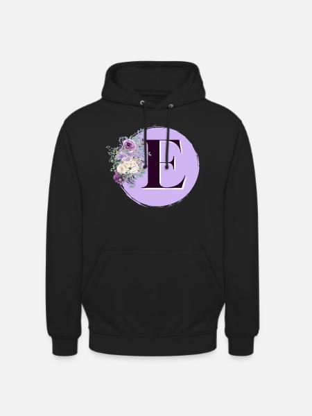 Brief E Blumenkranz - Unisex Hoodie - Schwarz
