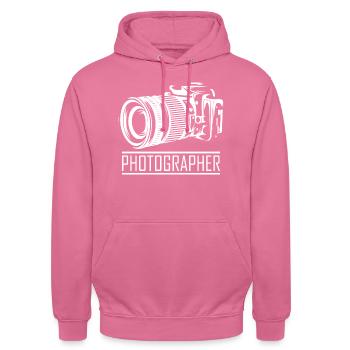 Lustiges Fotograf Geschenk Fotografie - Unisex Hoodie - Pink - Vorne - Alina (178cm) & Michal (187cm)