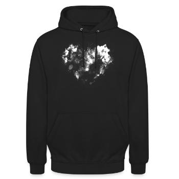 Das Herz Am Richtigen Fleck - Unisex Hoodie - Schwarz - Vorne - Alina (178cm) & Michal (187cm)