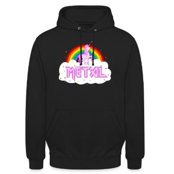 metal musik heavy einhorn regenbogen pink lustig - Unisex Hoodie - Schwarz - Vorne - Alina (178cm) & Michal (187cm)