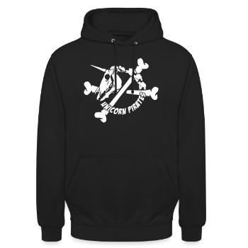 Unicorn Pirates / Licorne Pirates - Sweat-shirt à capuche unisexe - noir - Devant - Alina (178cm) & Michal (187cm)