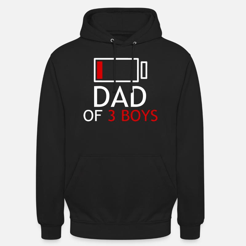 papa de 3 garçons - Sweat-shirt à capuche unisexe - noir
