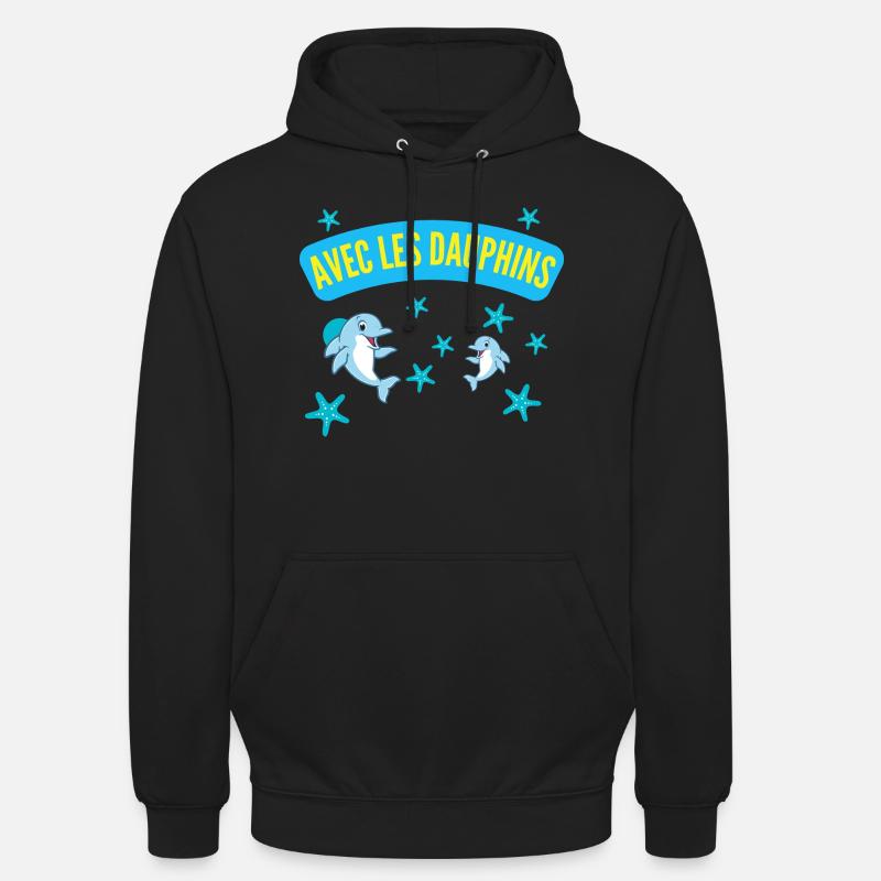 AVEC LES DAUPHINS - Sweat-shirt à capuche unisexe - noir