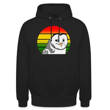 Sonne Vogel Speed Eule 80s Retro - Unisex Hoodie - Schwarz - Vorne - Alina (178cm) & Michal (187cm)