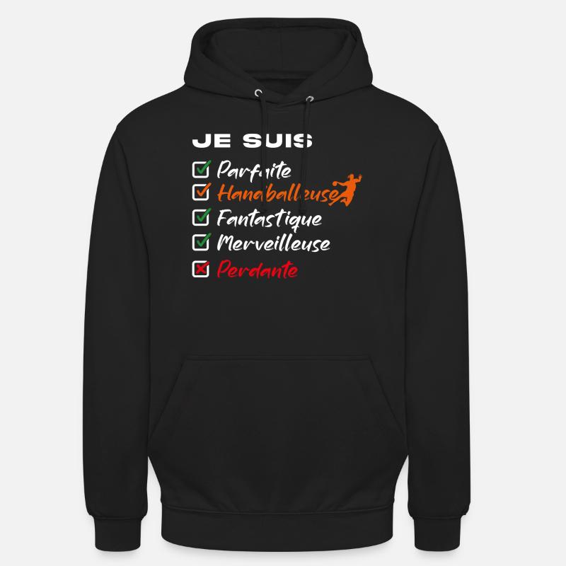 Handballeuse et non perdante - Sweat-shirt à capuche unisexe - noir
