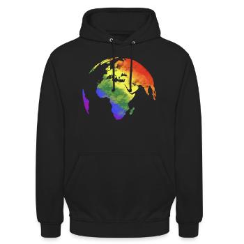 One world - many colors - Unisex Hoodie - Schwarz - Vorne - Alina (178cm) & Michal (187cm)