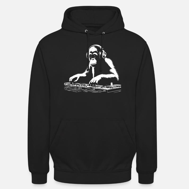 DJ Monkey spielt am Keyboard - Unisex Hoodie - Schwarz
