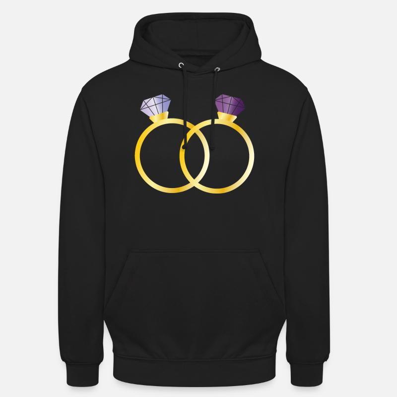 Deux bagues avec diamants violets - Sweat-shirt à capuche unisexe - noir