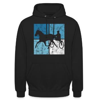 Trotteur trotter dans un style rétro ou vintage - Sweat-shirt à capuche unisexe - noir - Devant - Alina (178cm) & Michal (187cm)