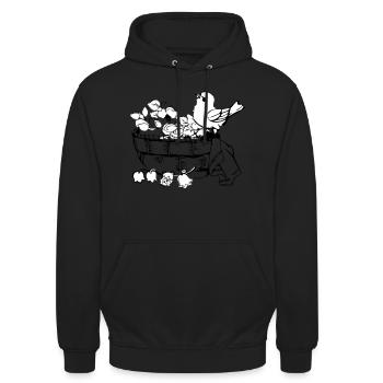 Frühling - Unisex Hoodie - Schwarz - Vorne - Alina (178cm) & Michal (187cm)