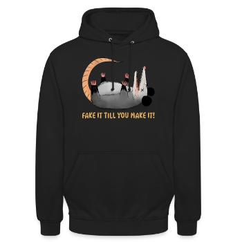 Fake it till you make it - Opossum - Unisex Hoodie - black - Front - Alina (178cm) & Michal (187cm)