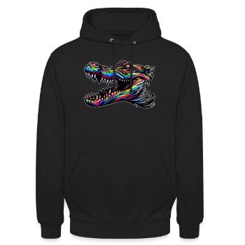 Alligator, Krokodil - Unisex Hoodie - Schwarz - Vorne - Alina (178cm) & Michal (187cm)