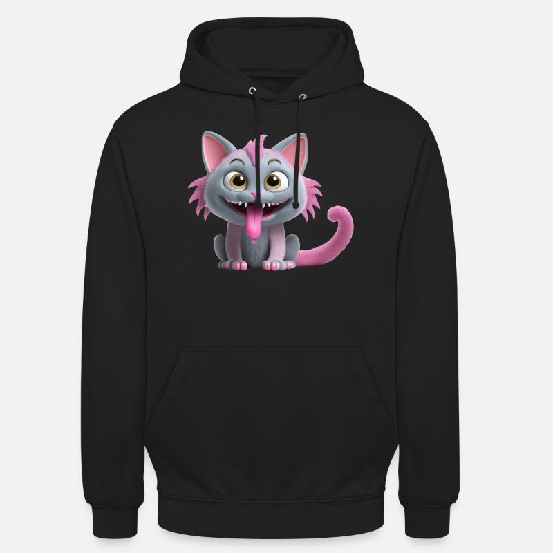 Chat monstre effrayant et mignon - Sweat-shirt à capuche unisexe - noir