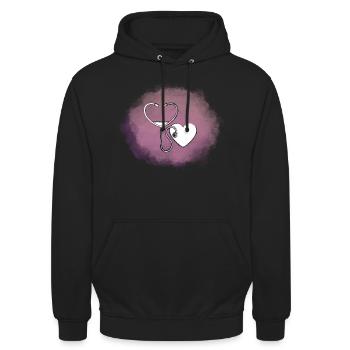 Cœur - Sweat-shirt à capuche unisexe - noir - Devant - Alina (178cm) & Michal (187cm)