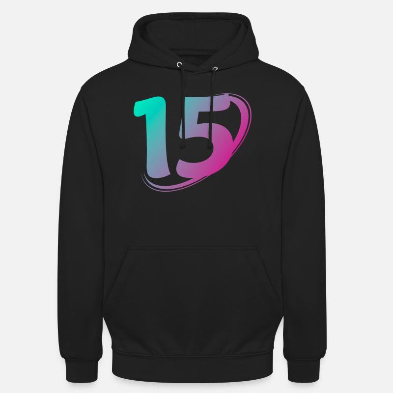 Numéro 15 multicolore - Sweat-shirt à capuche unisexe - noir