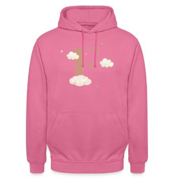 Buchstabe f bewölkt Sterne - Unisex Hoodie - Pink - Vorne - Alina (178cm) & Michal (187cm)
