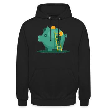 piggy bank - Unisex Hoodie - black - Front - Alina (178cm) & Michal (187cm)