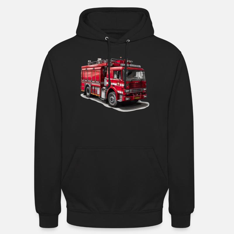 Mit Feuerwehrautos Brände bekämpfen - Unisex Hoodie - Schwarz