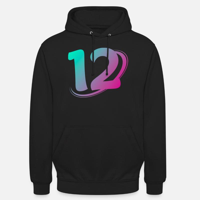 Numéro 12 multicolore - Sweat-shirt à capuche unisexe - noir