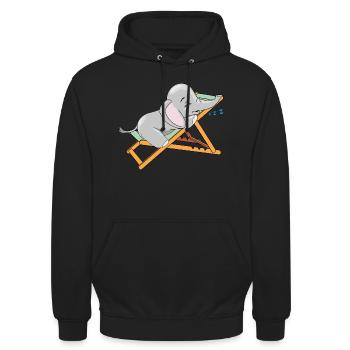 Baby-Elefant schläft auf dem Liegestuhl - Unisex Hoodie - Schwarz - Vorne - Alina (178cm) & Michal (187cm)